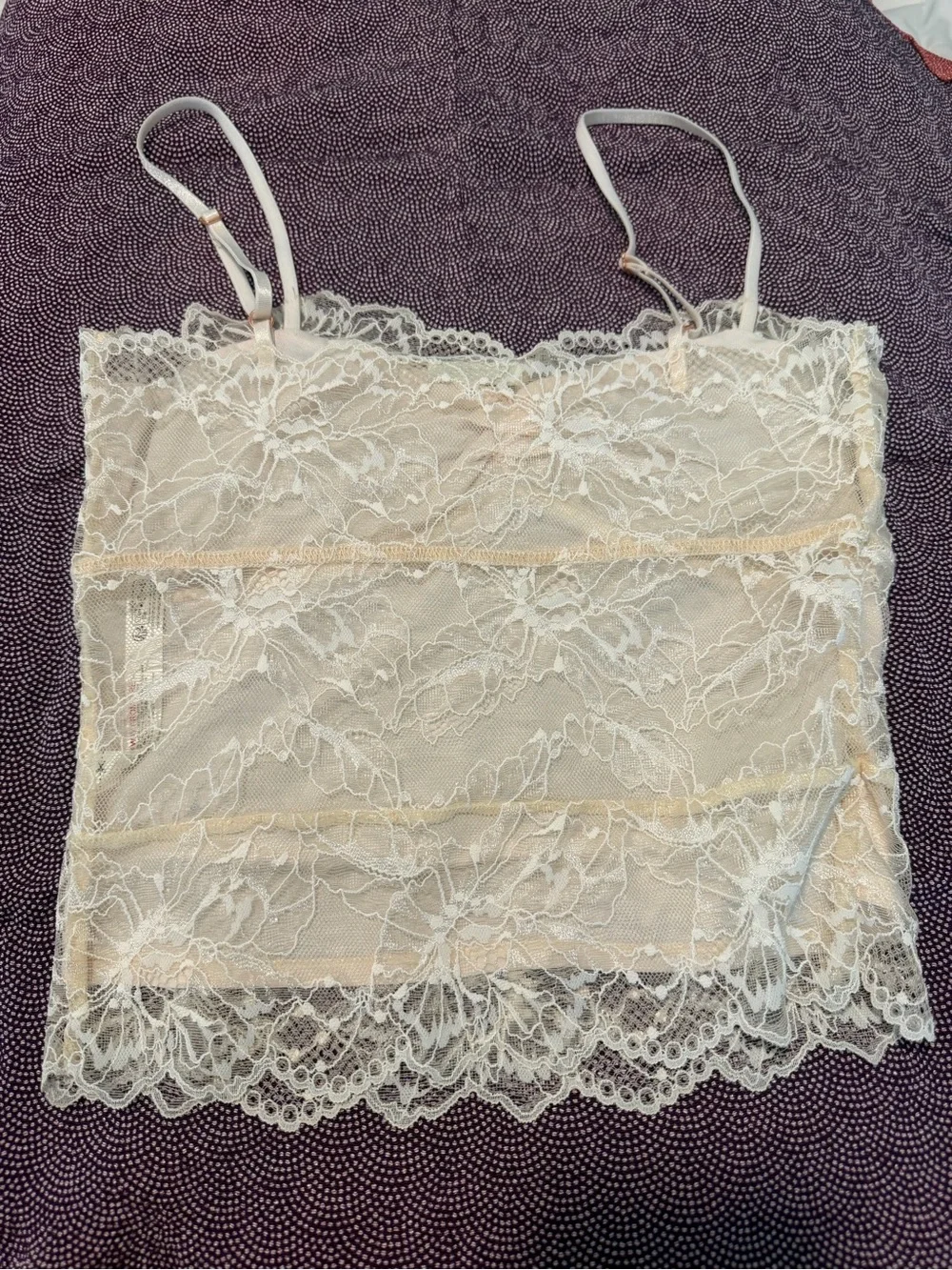 Free People Delicate Lace Cami Tank Top - Cream - Picture 4 of 8
